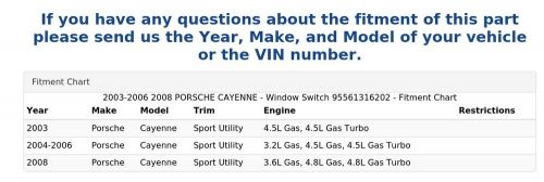 2003-2006 2008 PORSCHE CAYENNE - Window Switch 95561316202, US $19.99, image 4