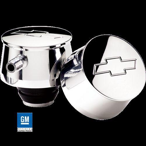 Bsp21220 billet specialties valve cover breathers polished bowtie emblem each  -