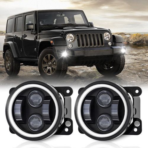 Pair 4" Inch Round LED Fog Lights Halo Angel Eyes Lamps For Jeep Wrangler JK TJ, US $30.59, image 3