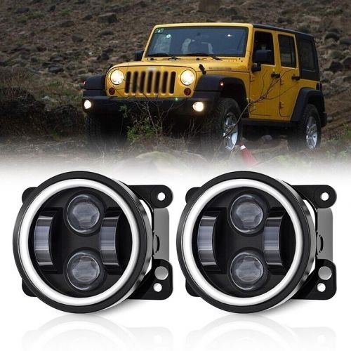 Pair 4" Inch Round LED Fog Lights Halo Angel Eyes Lamps For Jeep Wrangler JK TJ, US $30.59, image 5
