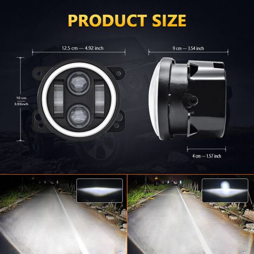 Pair 4" Inch Round LED Fog Lights Halo Angel Eyes Lamps For Jeep Wrangler JK TJ, US $30.59, image 12
