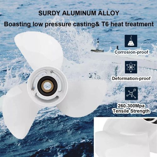 For Yamaha 14 x 11 Outboard Boat propeller Aluminum 50-130HP 15 tooth spline RH, US $147.35, image 7
