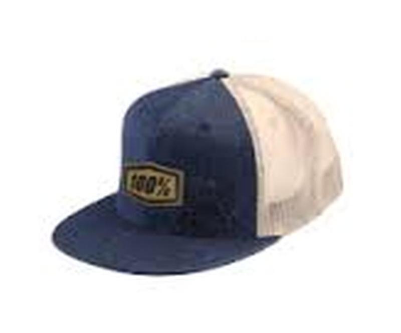 New 100% barton flatbill trucker adult hat/cap, denim/beige, os