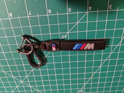 Bmw m series leather keychain car key chain ring - black