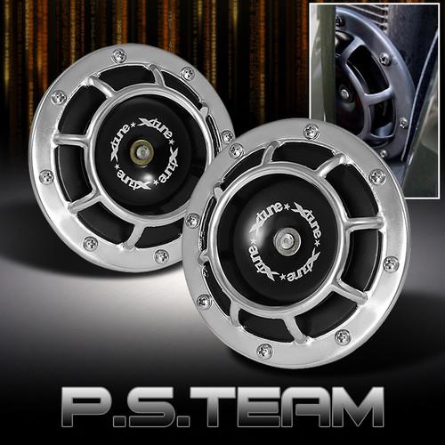 2x silver super loud 5" grill mount blast compact 125db electric horn pair