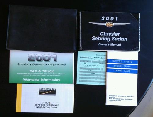 2001 chrysler sebring sedan owners manual with case
