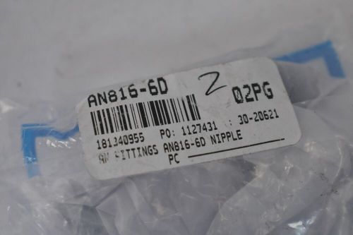 Lot of 2 aircraft spruce flared tube to pipe nipple fittings an816-6d 181340955
