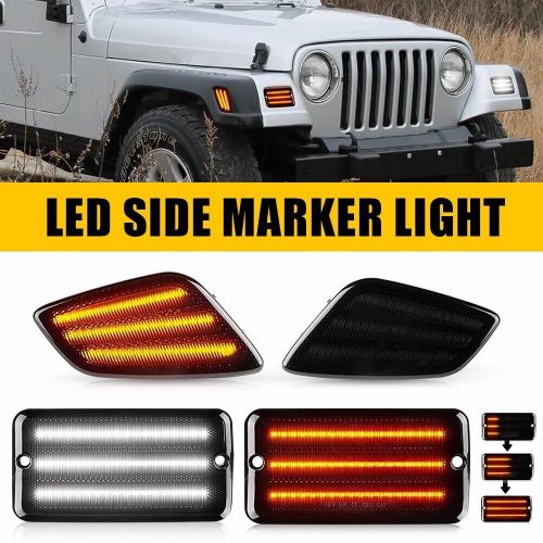 For Jeep Wrangler TJ 97-06 Smoke LED Bumper Signal Front Side Marker Light 4X ED, US $59.99, image 14