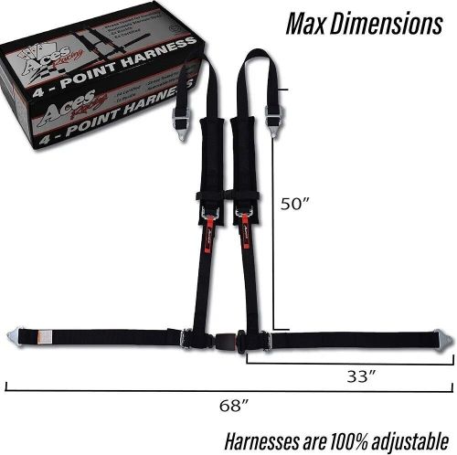 Aces Racing 4 Point Harness with 2 Inch Padding and Ez Buckle Technology - Black, US $58.60, image 2