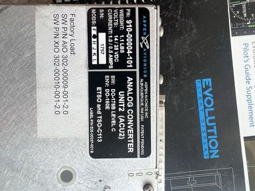 Aspen avionics efd1000 pro pfd/ rsm antenna w/ analogue converter &amp; bracket