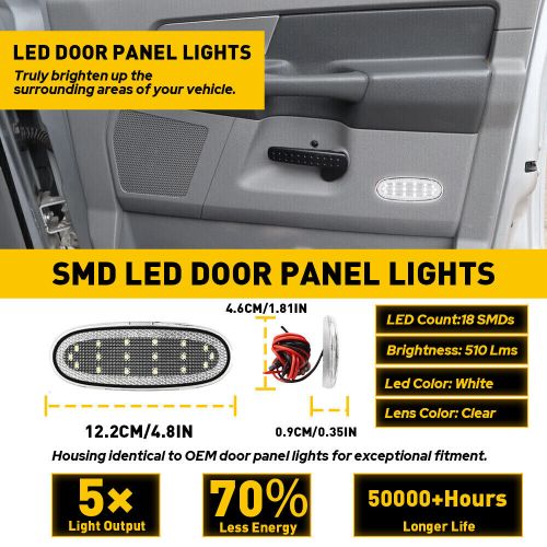 2X Rear Door Panel Courtesy LED Clear Lights Cover For 2003-2009 Dodge RAM 3500, US $14.99, image 6