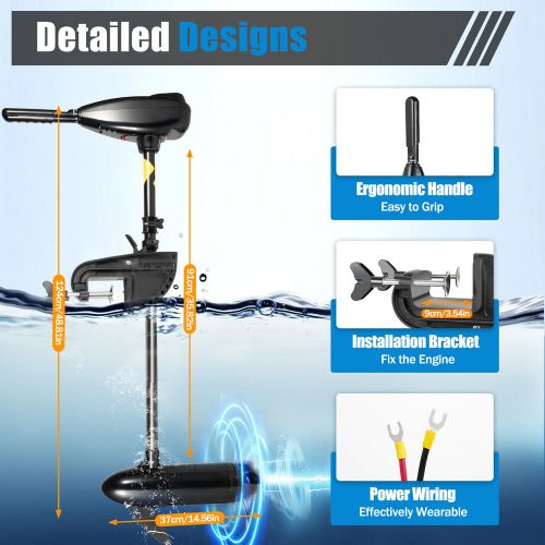 HANGKAI 12V 80Lbs Thrust Electric Trolling Outboard Motor For Kayak Fishing Boat, US $215.03, image 7