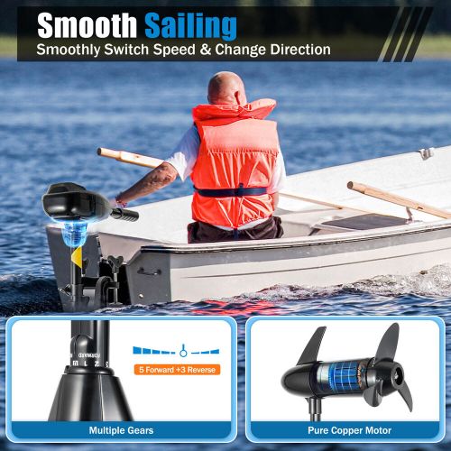 HANGKAI 12V 80Lbs Thrust Electric Trolling Outboard Motor For Kayak Fishing Boat, US $215.03, image 8