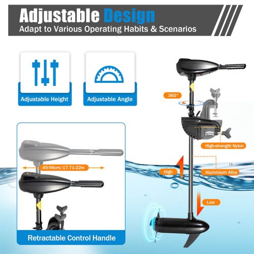 HANGKAI 12V 80Lbs Thrust Electric Trolling Outboard Motor For Kayak Fishing Boat, US $215.03, image 9