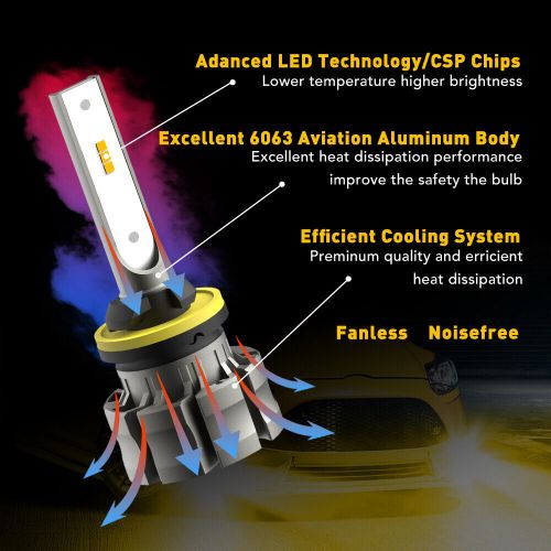 2x auxito 880 881 893 899 led fog driving light bulbs conversion kit 3000k amber