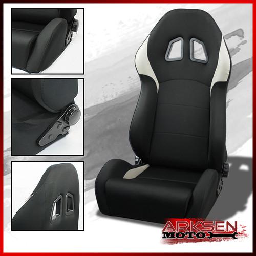 1 xm2 style fully reclinable black grey blk stitch sport jdm racing seat+slider