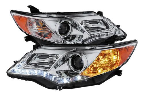 Spyder tc12drlc chrome clear projector headlights head light w leds 2 pcs 1 pair