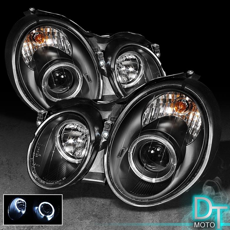 Black 98-02 mercedes w208 clk dual halo projector headlights lights left+right