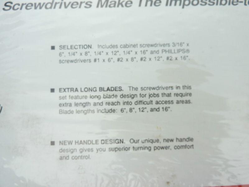 Snap On Long Blade Flat and Phillips Tip Screwdriver 8 Piece Set SDDXL 800 , US $89.00, image 11