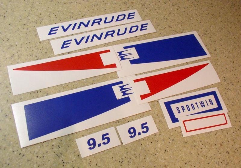 Evinrude sportwin vintage outboard motor decal kit free ship + free fish decal!