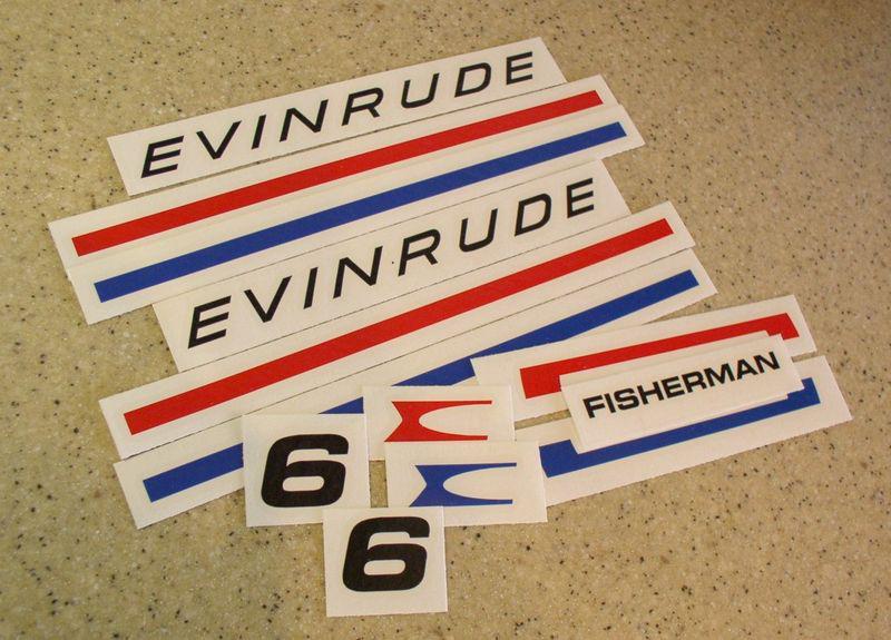 Evinrude fisherman vintage decal kit 6 hp die-cut free ship + free fish decal!