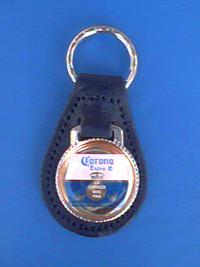 Corona beer black leather key ring keyfob #73