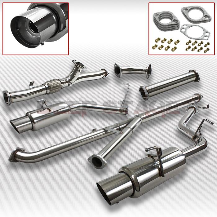 Stainless dual turbo/cat back exhaust 4" tip muffler 91-99 mit 3000gt vr-4 gto