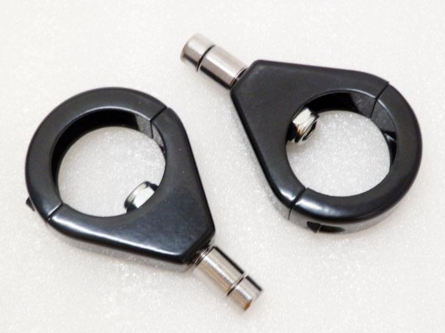 Black turn signal indicator relocation 41mm fork clamp mount for harley