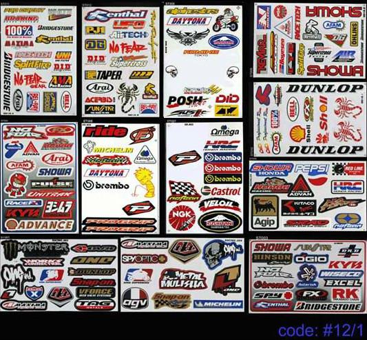 12 x moto-gp atv helmet racing dirt bike car sketboard scooter mxstickers #1