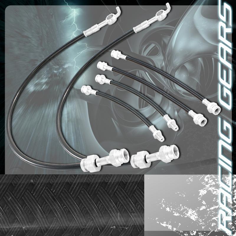 1983-1989 nissan 300zx z31 v6 black front rear stainless steel hose brake line