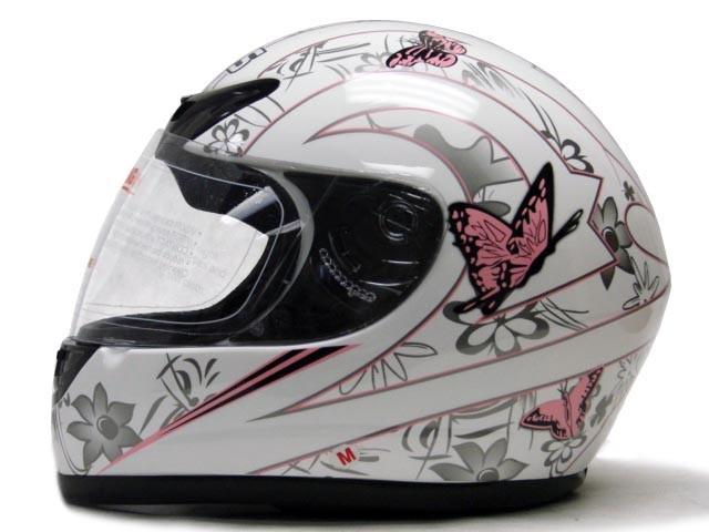 Pink White Butterfly Motorcycle Full Face Helmet DOT ~M, US $18.95, image 2