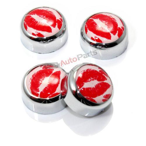 Sell 4 Chrome Hot Lips License Plate Fastener Screw Bolt Caps for Car