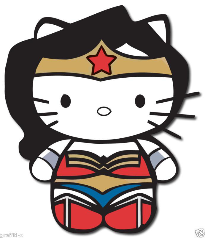 Hello kitty wonder woman sticker wonder kitty 001 macbook laptop decal funny