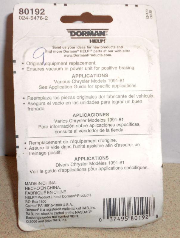 Dorman 80192 Power Brake Booster Check Valve, US $7.99, image 5