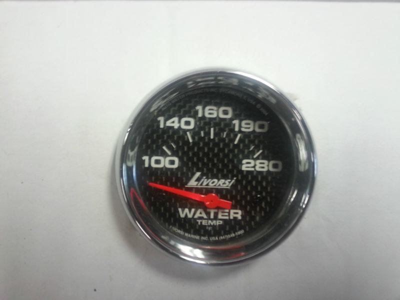 Livorsi 2-5/8 water temperature gauge chrome rim carbon fiber face baja monster 