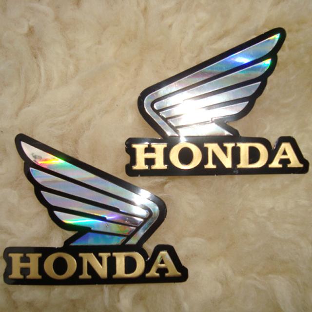2pc. honda wing gold racing muffler sticker die-cut foil emboss car motor bike