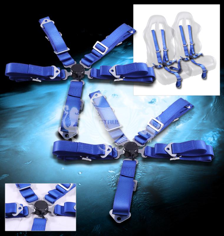 2x 5 point blue universal racing seat belt camlock strap safety lh rh pair