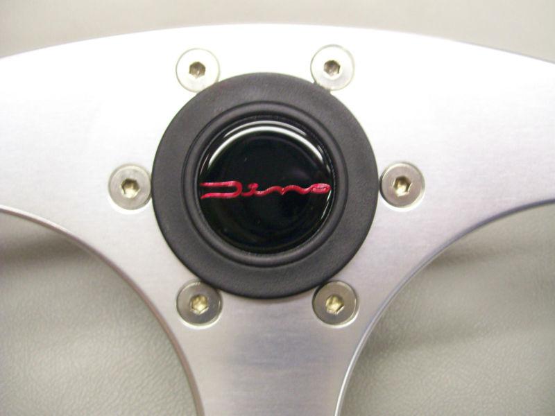 DINO STERRING WHEEL / BLACK RUBBER GRIP WITH SIVER BURLWOOD INSERTS, US $60.00, image 3