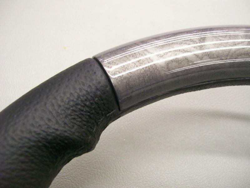DINO STERRING WHEEL / BLACK RUBBER GRIP WITH SIVER BURLWOOD INSERTS, US $60.00, image 4