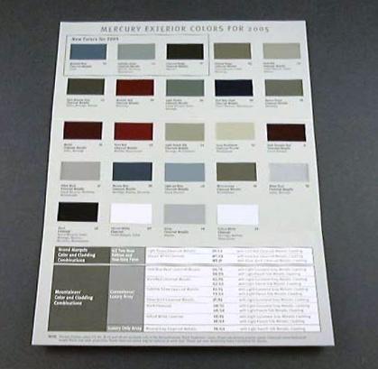 2005 05 mercury exterior color paint chips brochure 