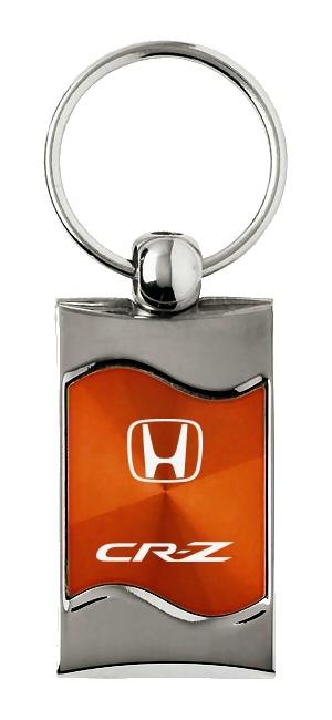 Honda crz orange rectangular wave metal key chain ring tag key fob logo lanyard