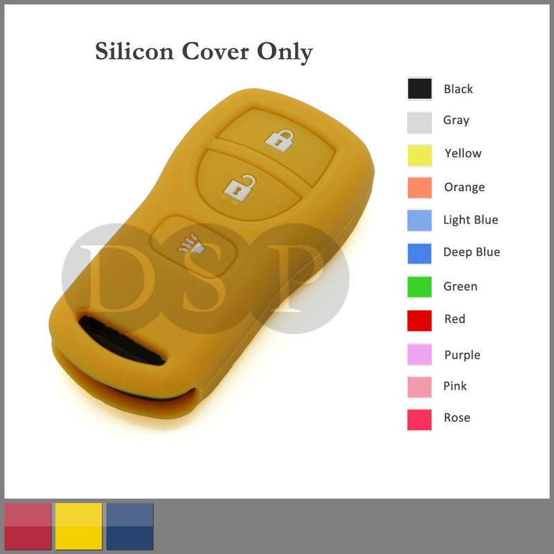 Silicone skin jacket cover holder for nissan remote key case shell 3 button yl