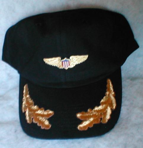 Ultimate pilots airplane aircraft aviation hat with wings gold low profile black