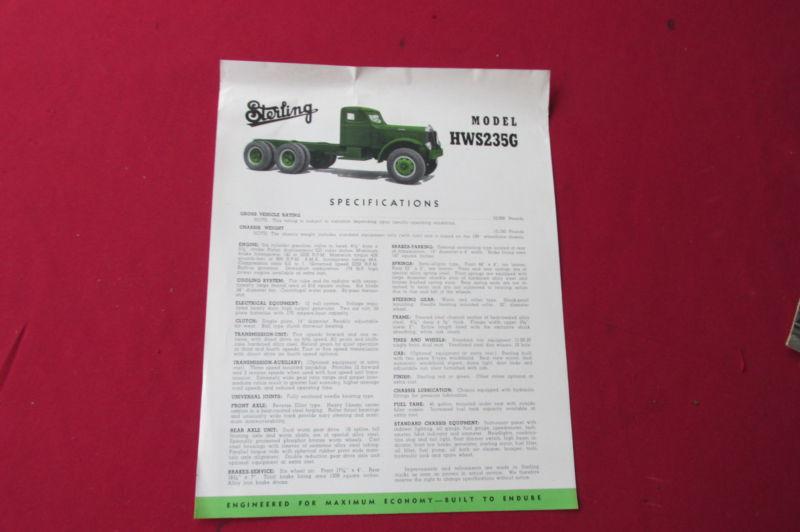 Vintage sterling specs 1940's truck model hws235g  1950's 1949 motors milwaukee