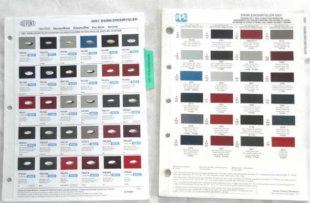2000 chryler dodge plymouth mopar truck color paint chip charts all models