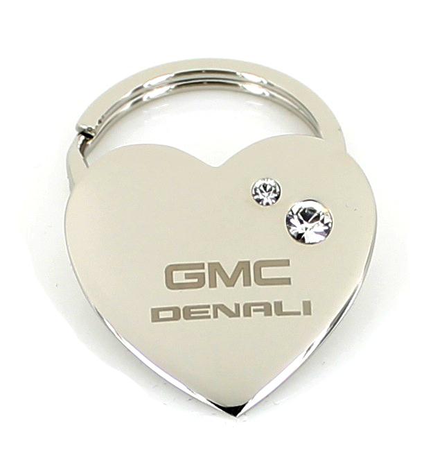 Gmc denali heart keychain w/ 2 swarovski crystals