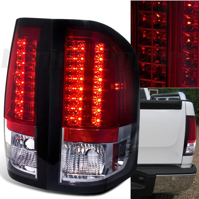 2007-2010 chevy silverado 1500 2500 3500 red clear led tail brake lights lamps
