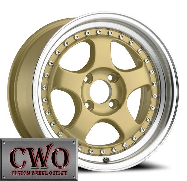 15 gold konig candy wheels rims 4x100 4 lug civic mini miata cobalt xb integra