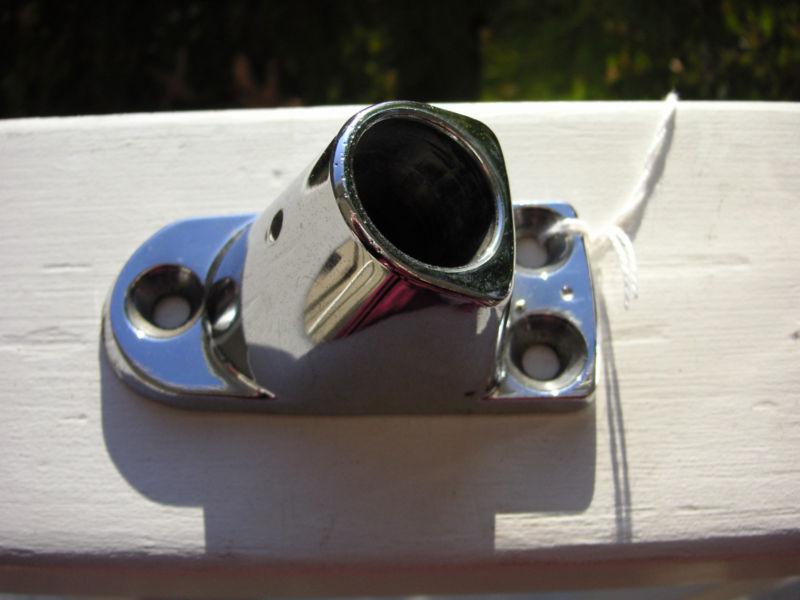 Vintage attwood chrome plated flag burgee pole holder base socket - nos