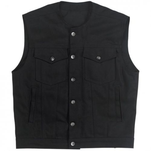 Biltwell inc prime cut vest without collar black denim l large men dv-blk-dn-lrg